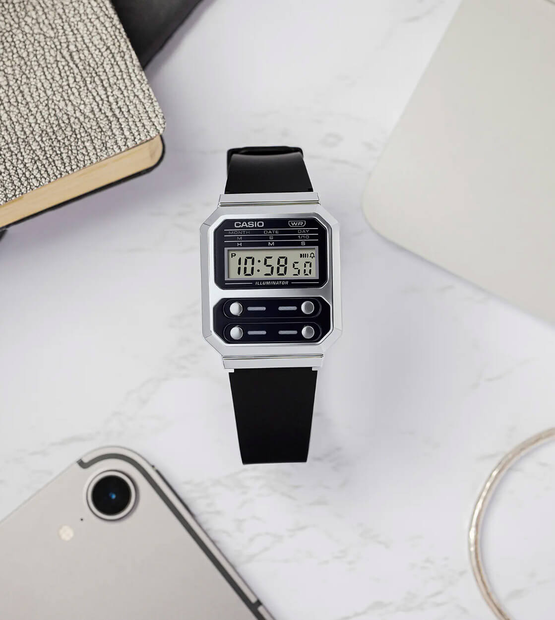 Casio Watch A100WEF silver/black