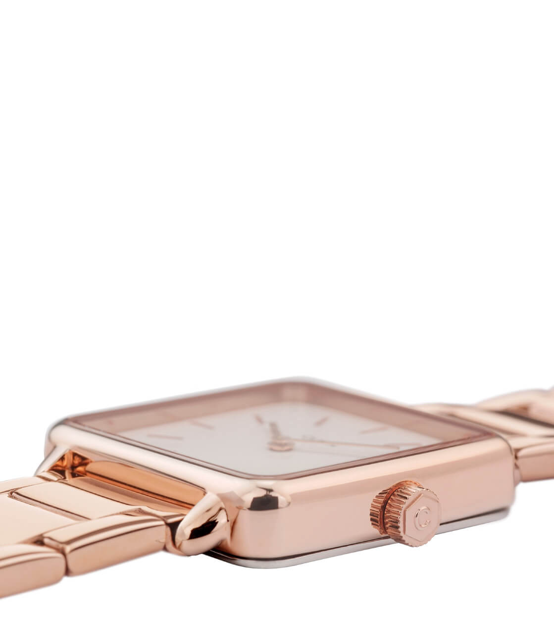 Cluse Watch La Tetragone 3-Link rose gold/white pearl