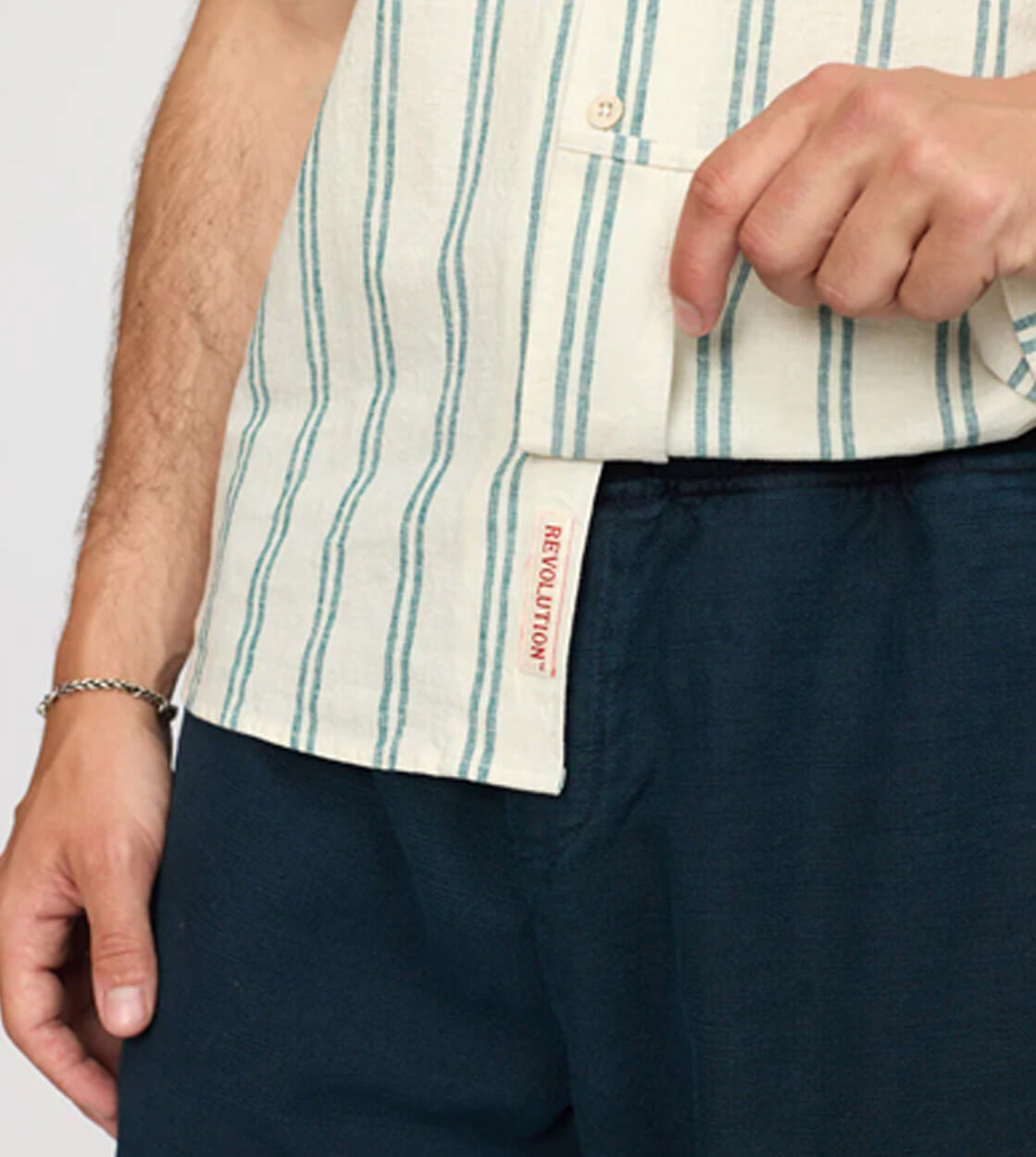 Revolution Shirt SS 3865 Cuban white petrol