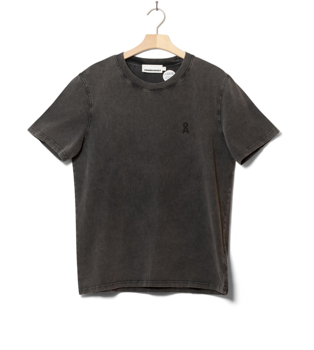 Armedangels T-Shirt Maarkos GMT Dye black washed