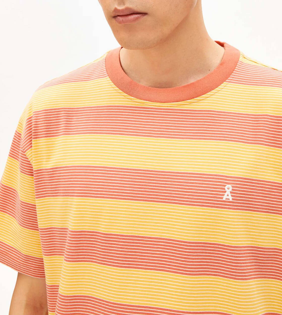 Armedangels T-Shirt Maarkos multicolor sunflower tabasco red