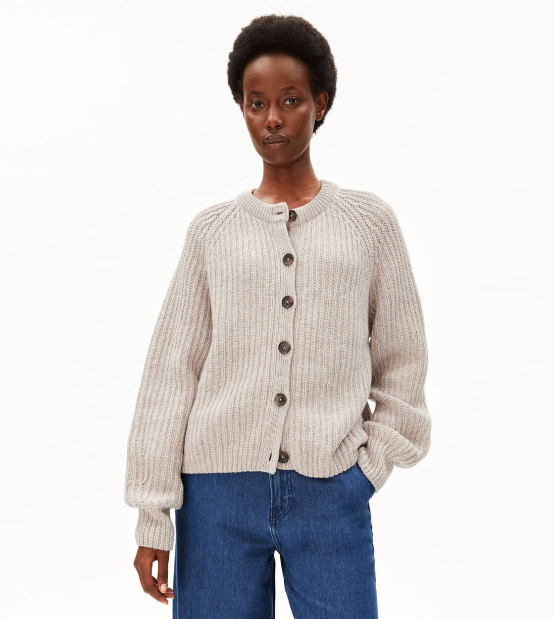 Armedangels W Cardigan Rib beige honey melange