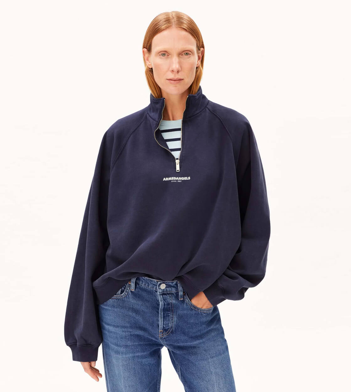 Armedangels W Half Zip Troyer Gmt Dye blue tinted navy