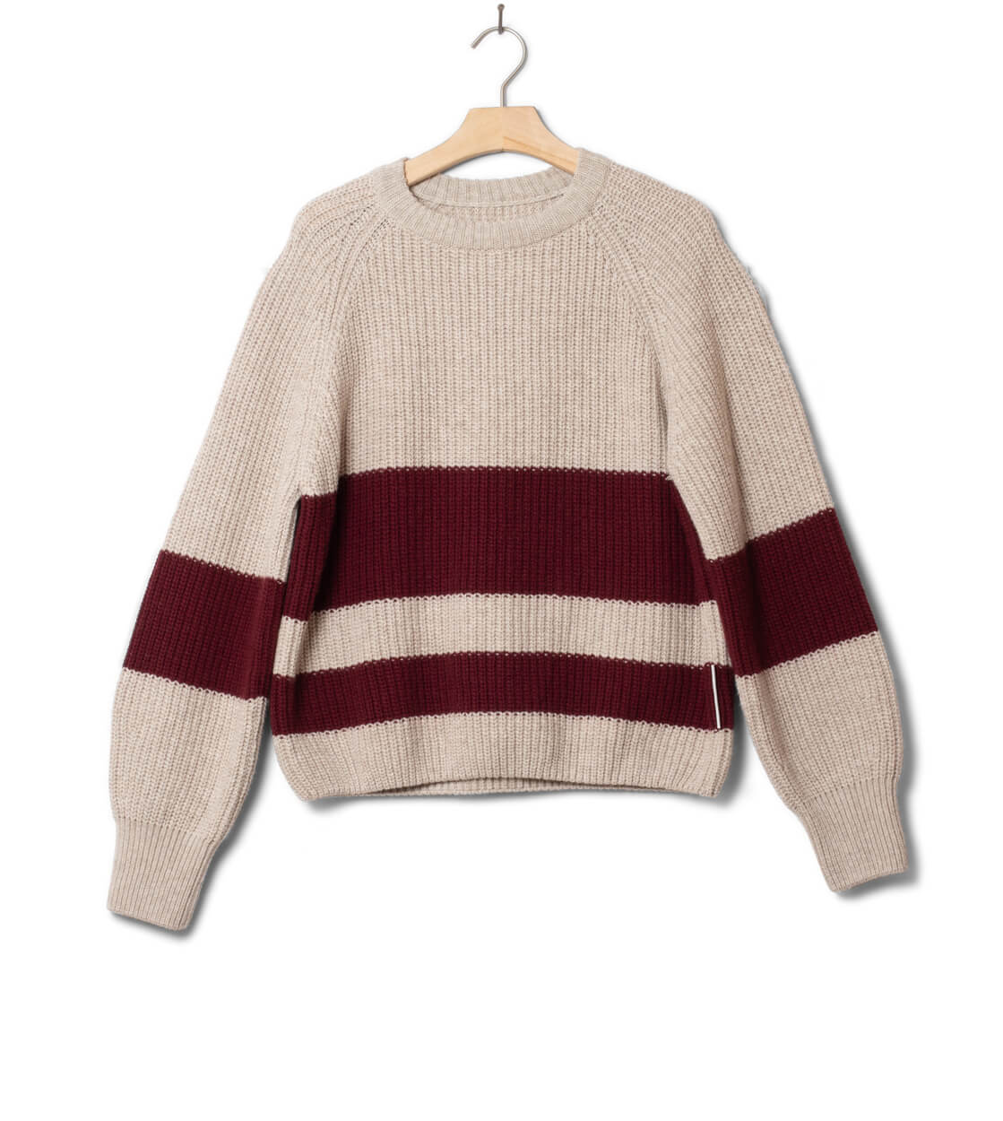 Armedangels W Knit Rib Striped beige honey melange-velvet red