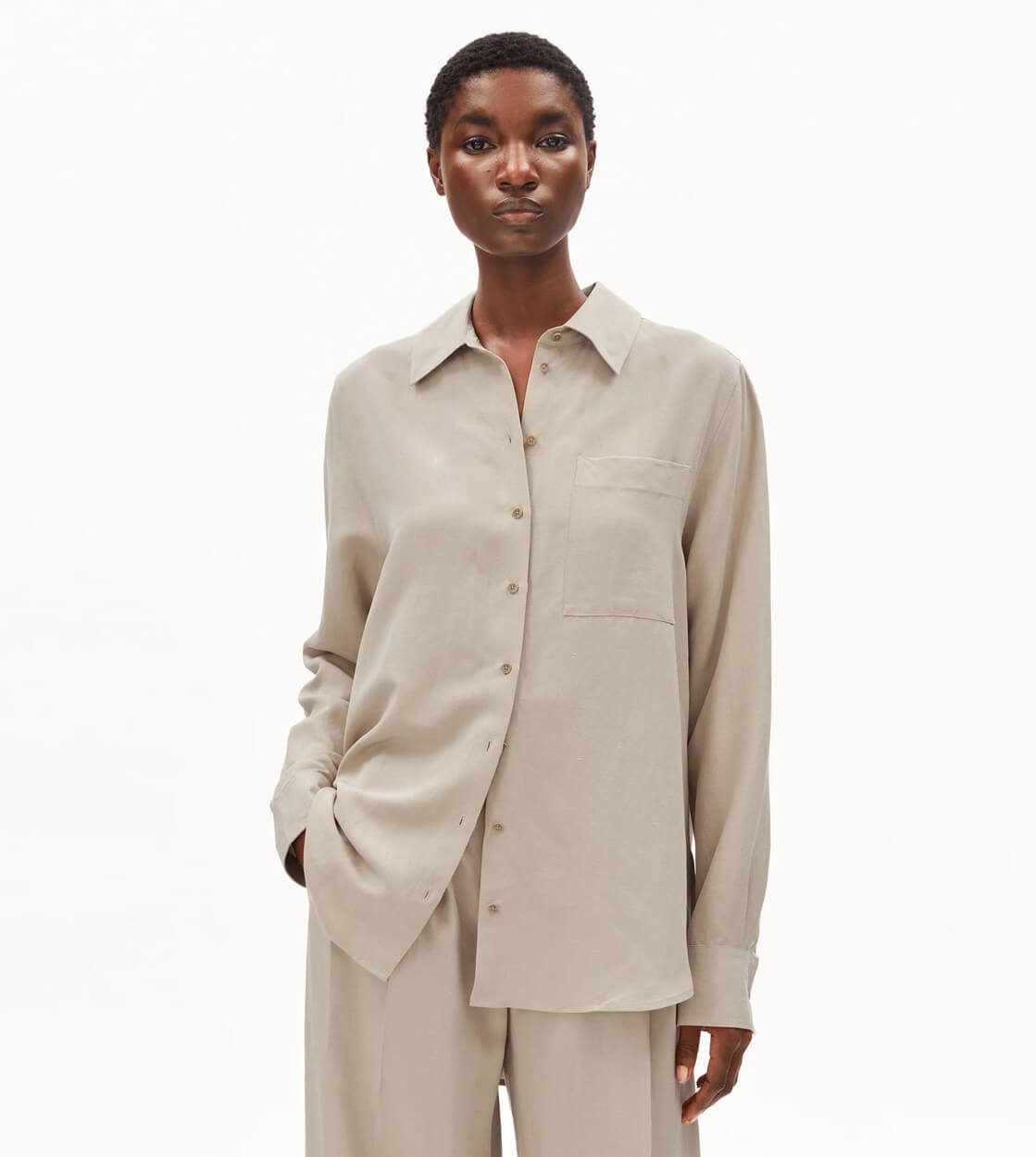 Armedangels W Shirt Blend Linen beige sandstone