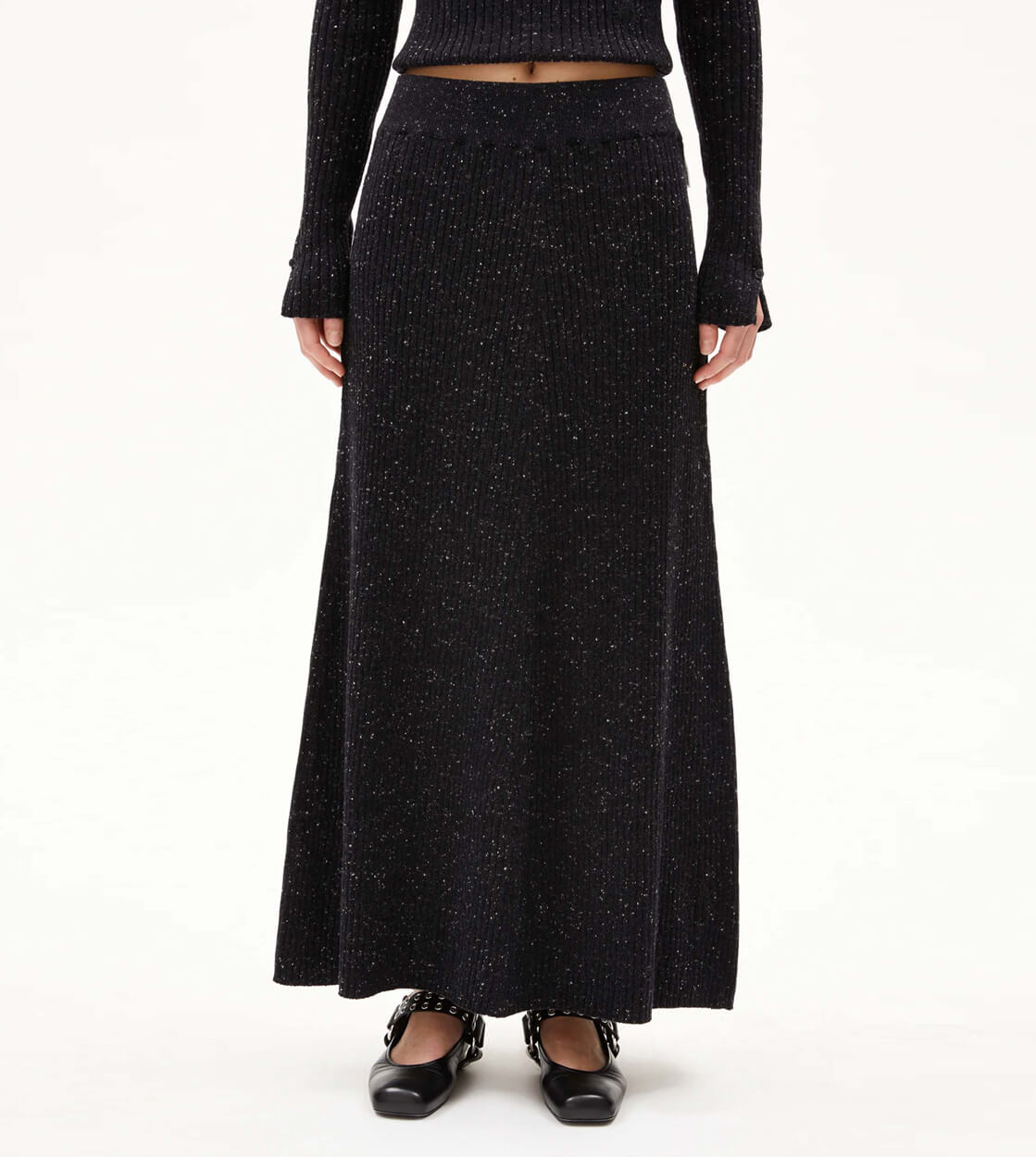 Armedangels W Skirt Hanaa Tweed black oatmilk