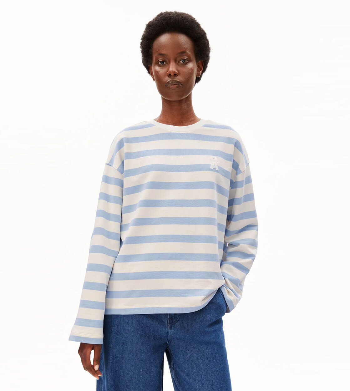 Armedangels W Sweater Iconic A Frankaa beige undyed soft blue