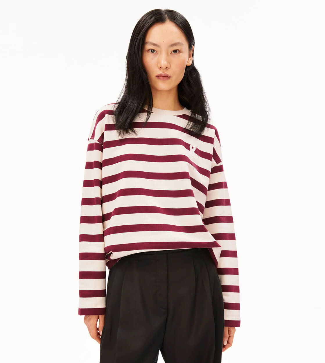 Armedangels W Sweater Iconic A Frankaa beige undyed/velvet red