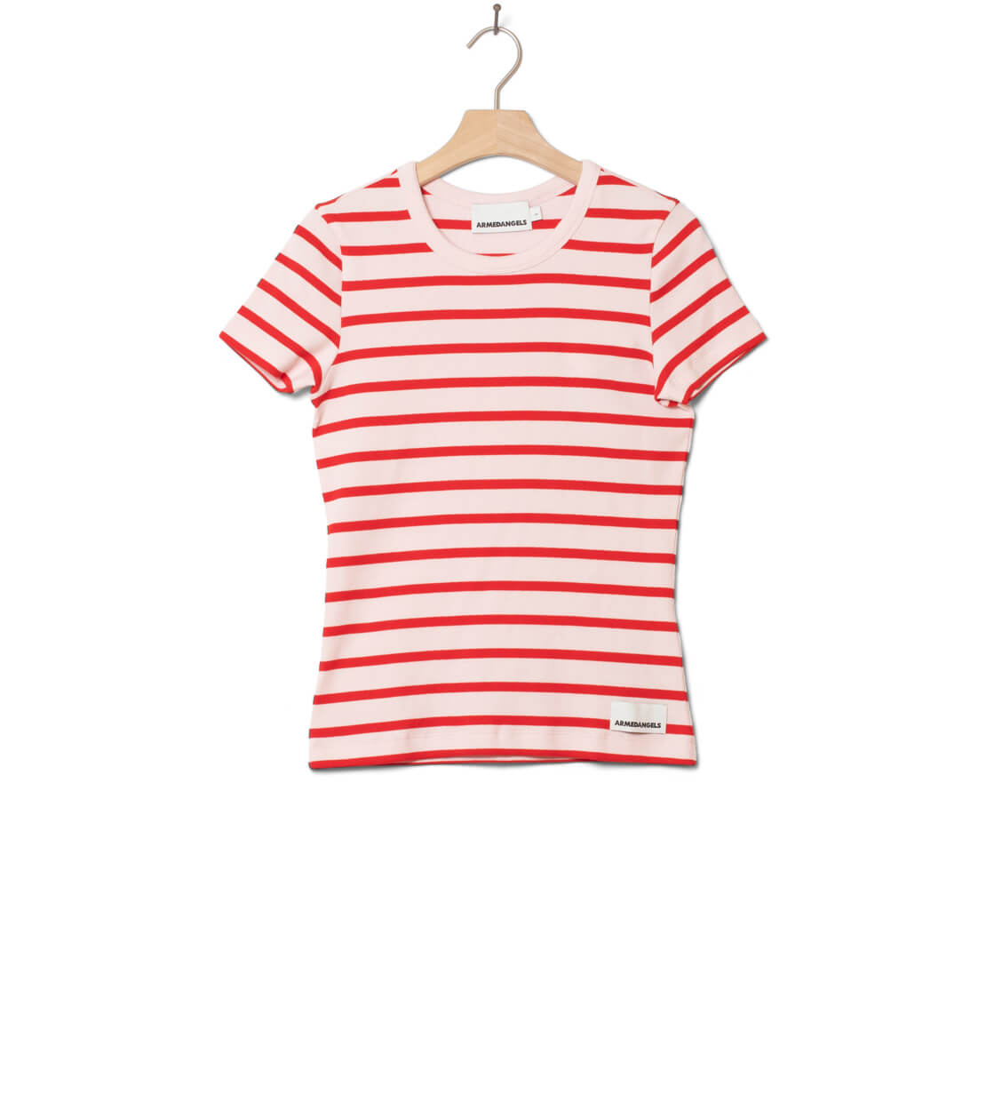 Armedangels W T-Shirt Kardaa Stripe pink mist-mars red