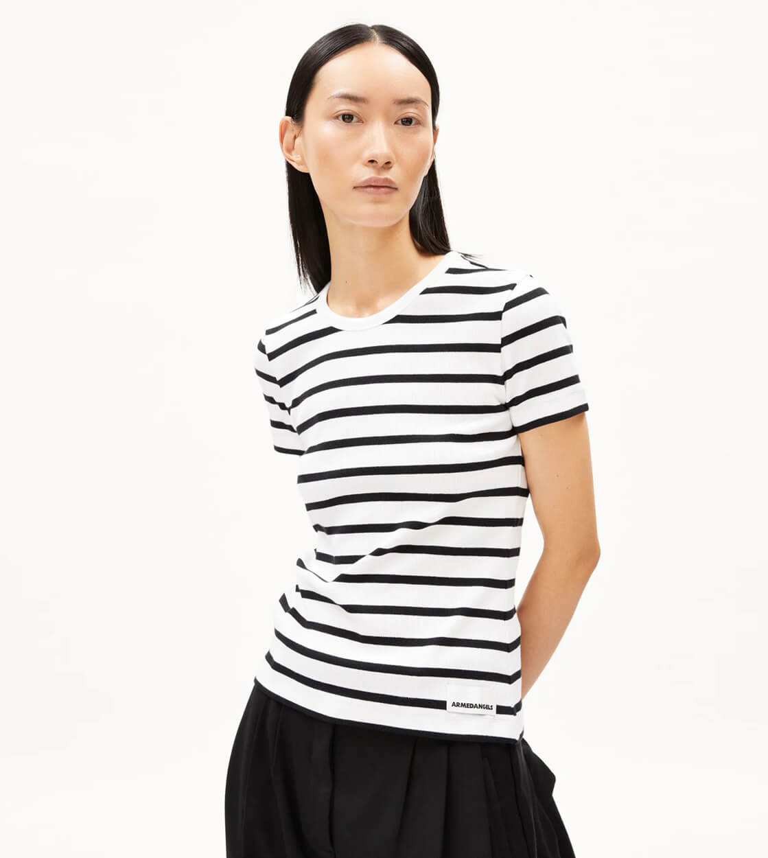 Armedangels W T-Shirt Kardaa Stripe white/black