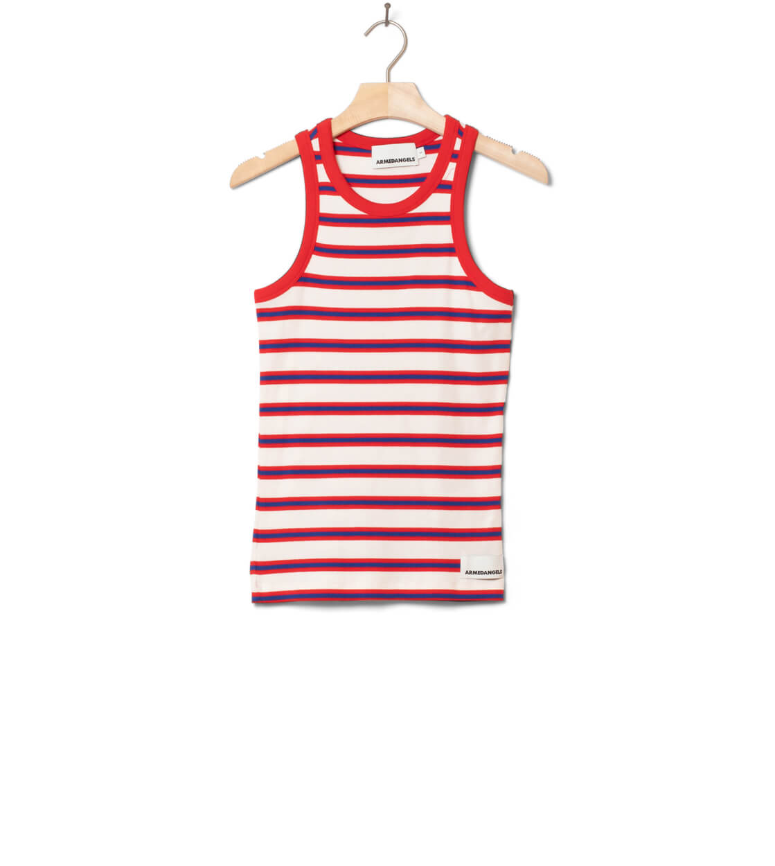Armedangels W Top Kanitaa Stripe white light oatmilk-mars red-dynamo