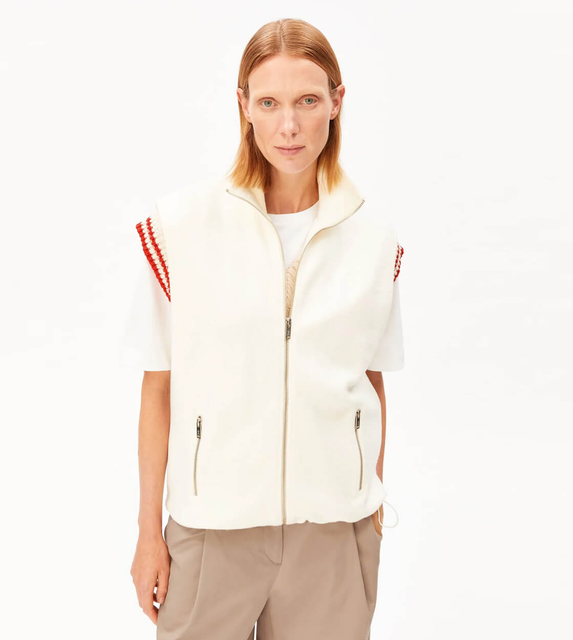 Armedangels W Vest Cotton Fleece beige oatmilk