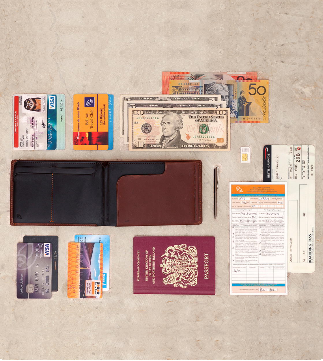 Bellroy Wallet Travel RFID brown cocoa