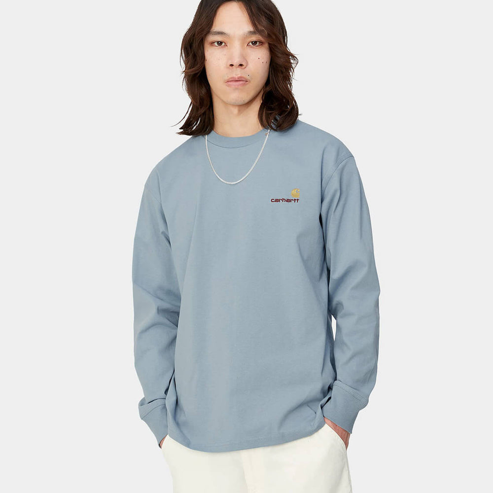 Carhartt WIP Longsleeve American Script blue frosted