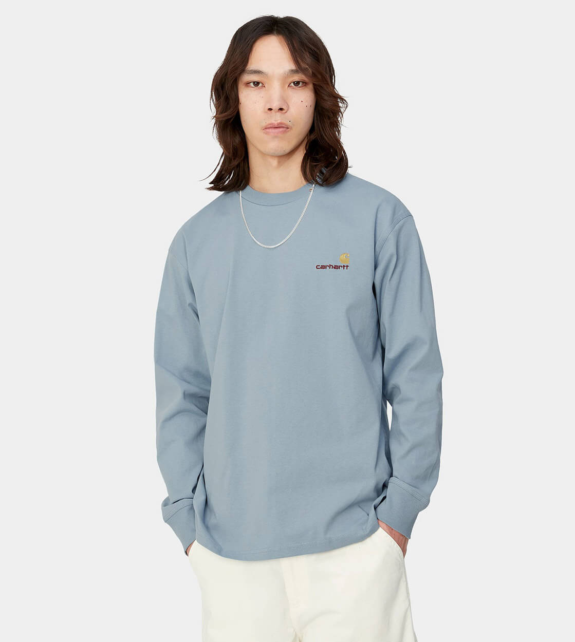 Carhartt WIP Longsleeve American Script blue frosted