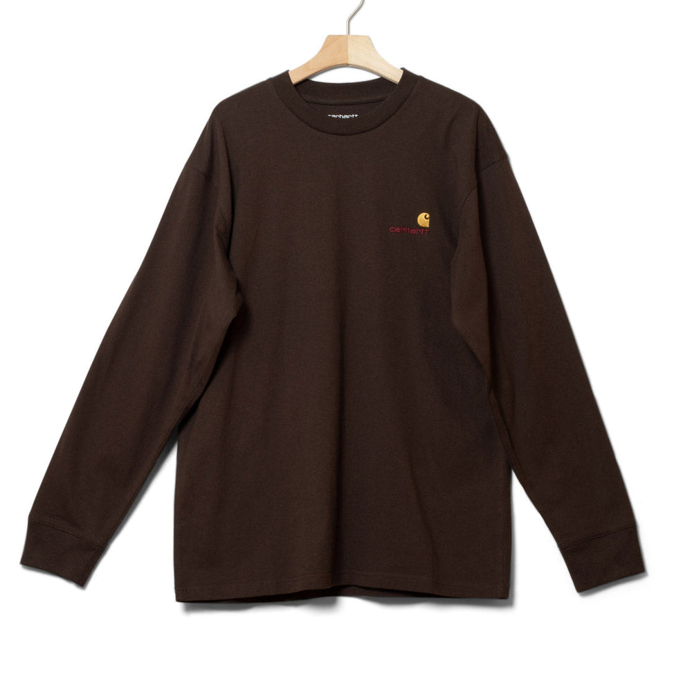 Carhartt WIP Longsleeve American Script brown buckeye