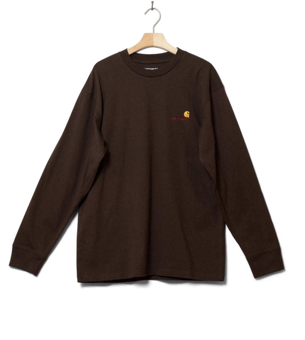 Carhartt WIP Longsleeve American Script brown buckeye