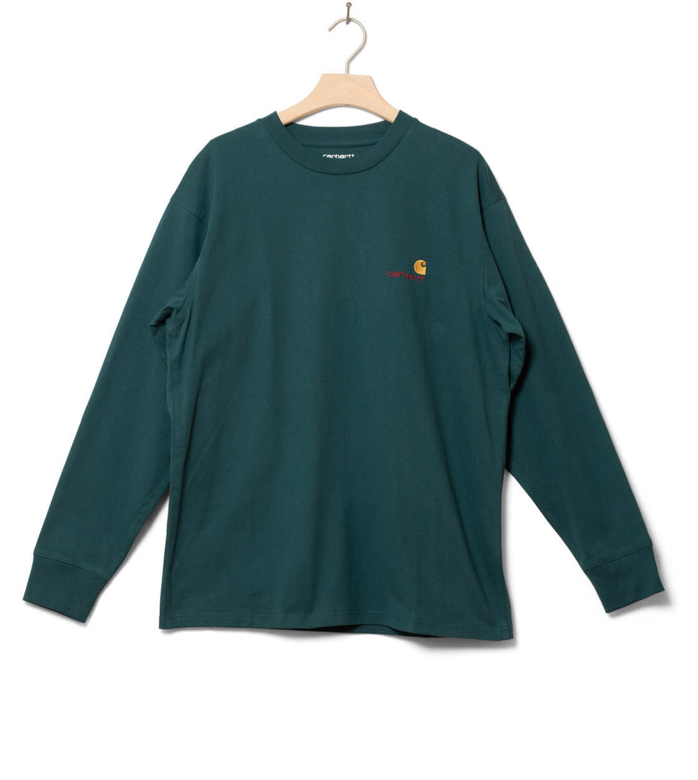 Carhartt WIP Longsleeve American Script green botanic