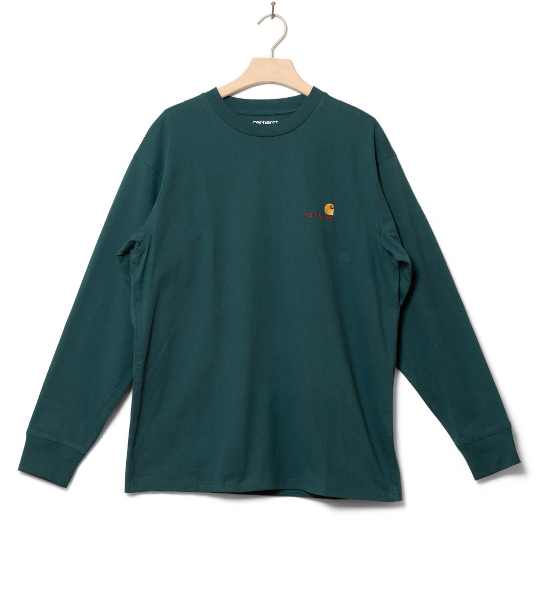 Carhartt WIP Longsleeve American Script green botanic