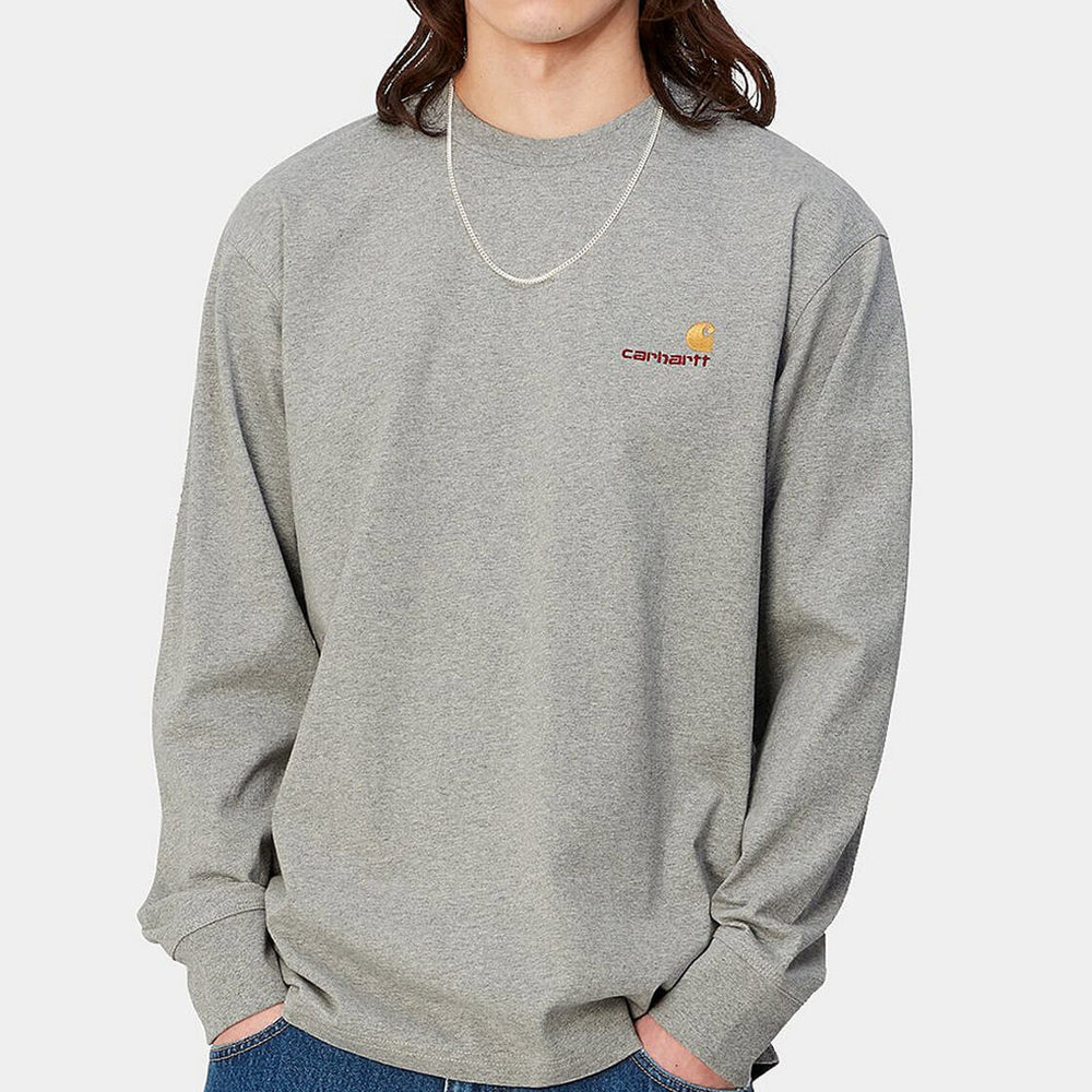 Carhartt WIP Longsleeve American Script grey ash heather