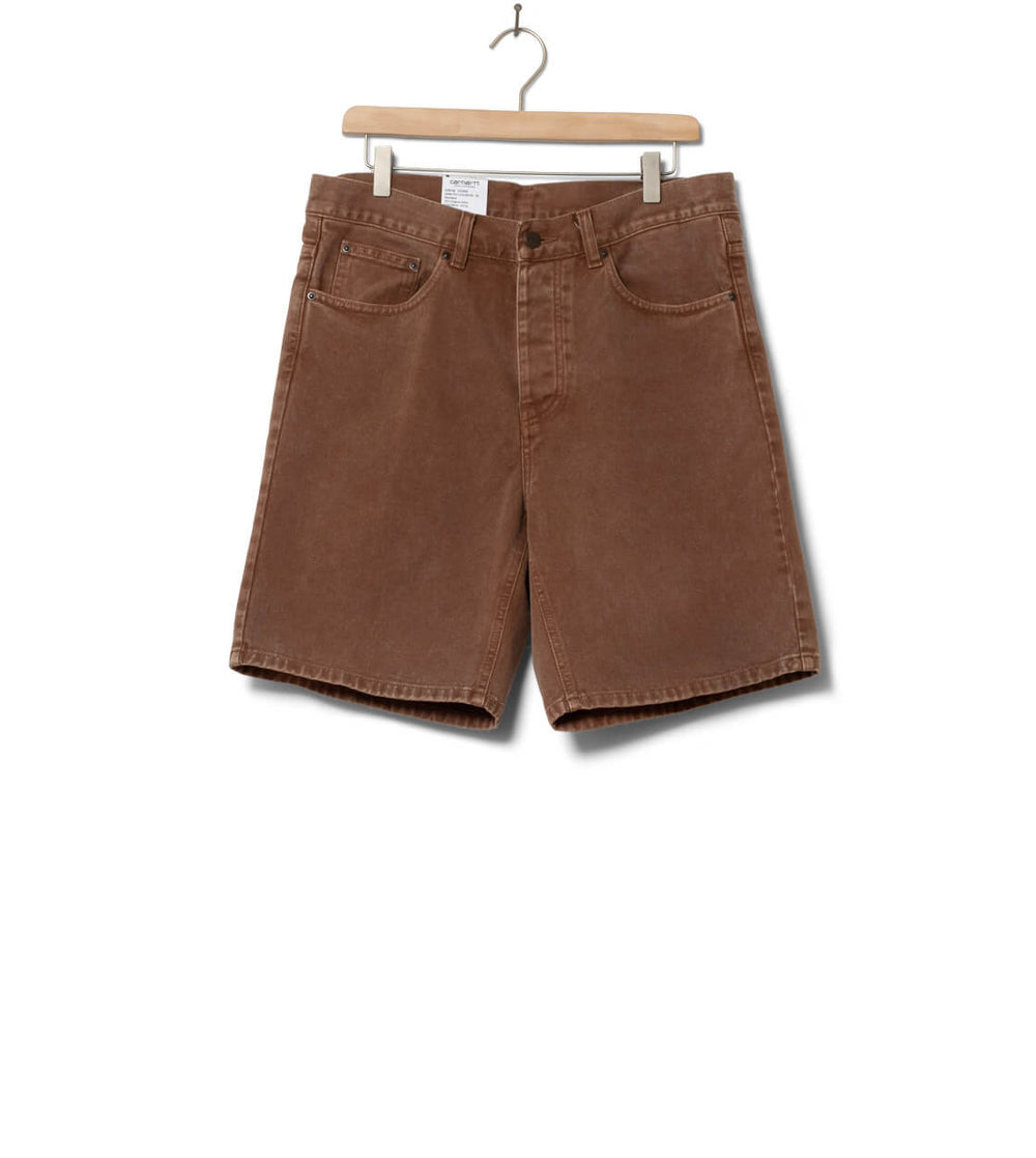 Carhartt WIP Shorts Newel Parkland Denim brown tamarind worn washed