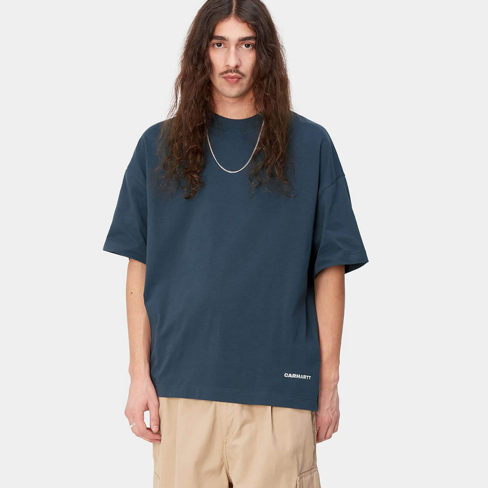 Carhartt WIP T-Shirt Script Link blue/white