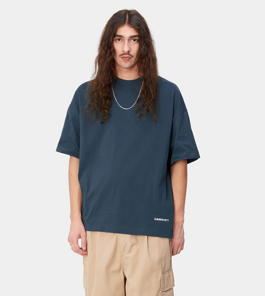 Carhartt WIP T-Shirt Script Link blue/white