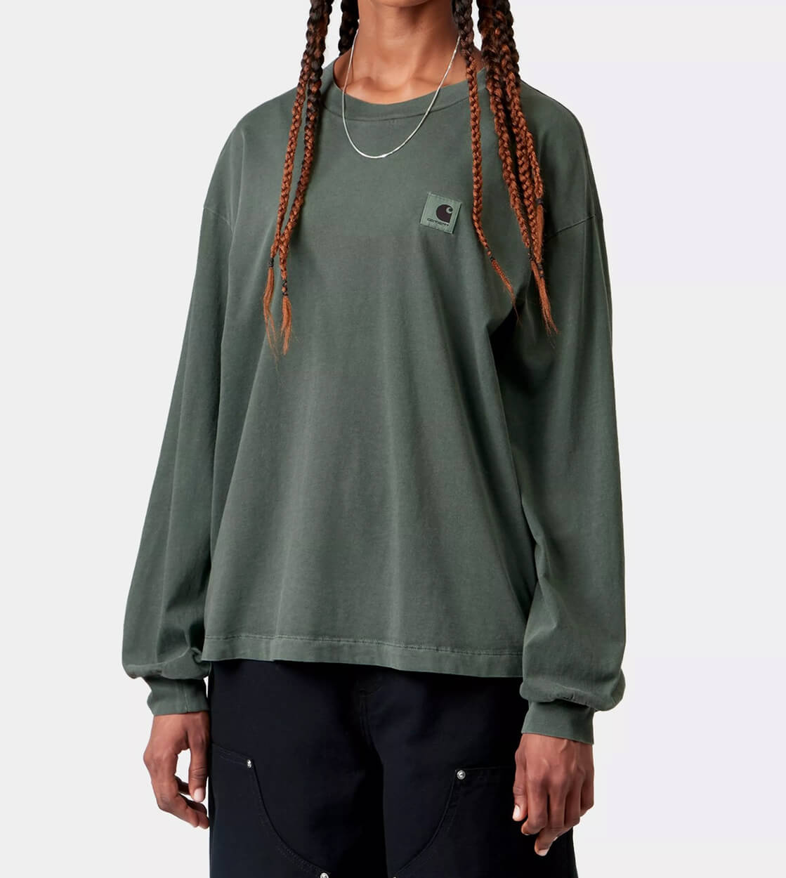 Carhartt WIP W Longsleeve Nelson green dark scarab garment dyed