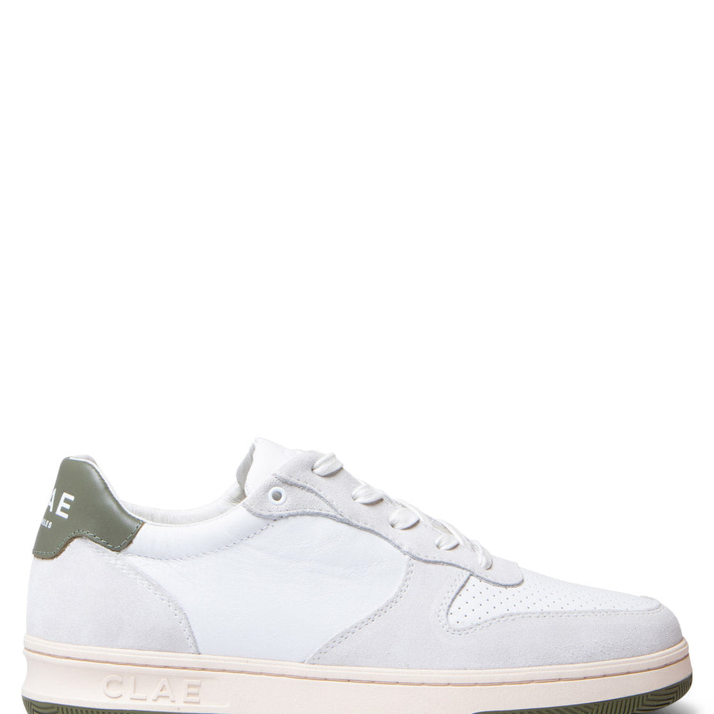 Clae Shoes Malone white leather olive