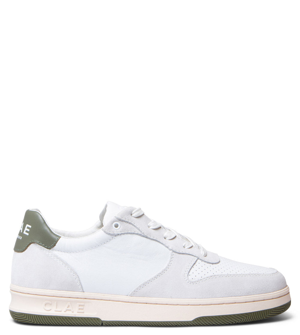 Clae Shoes Malone white leather olive