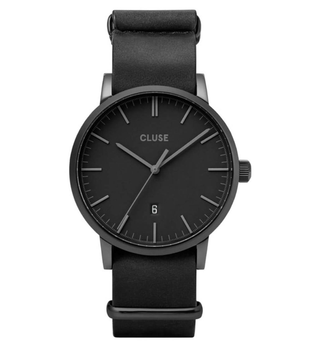 Cluse Watch Aravis Nato Leather black/black black