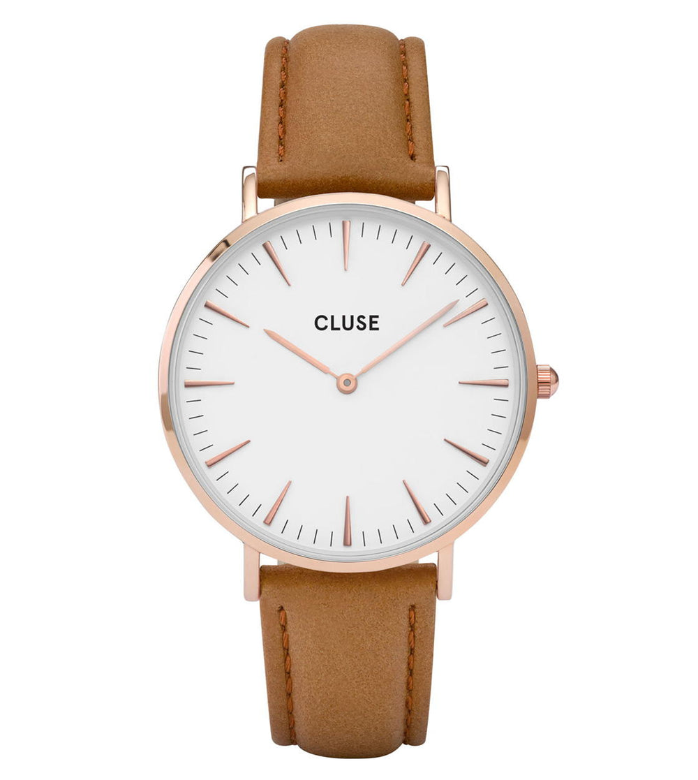 Cluse Watch La Boheme brown caramel/white rose gold