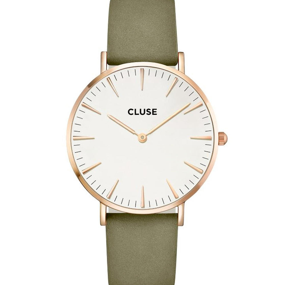 
                      
                        Cluse Watch La Boheme green olive/white rose gold
                      
                    