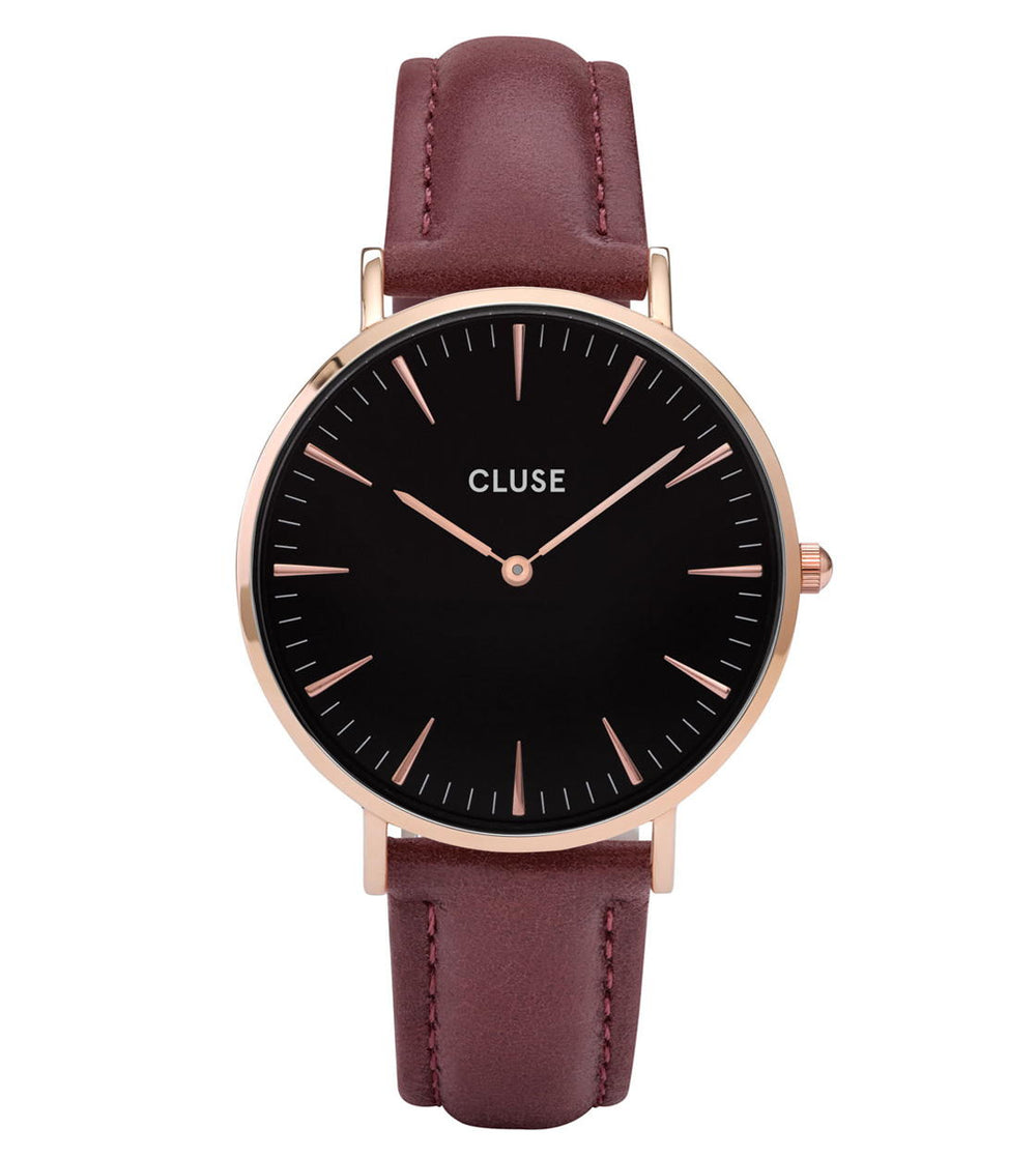 Cluse Watch La Boheme red marsala/black rose gold