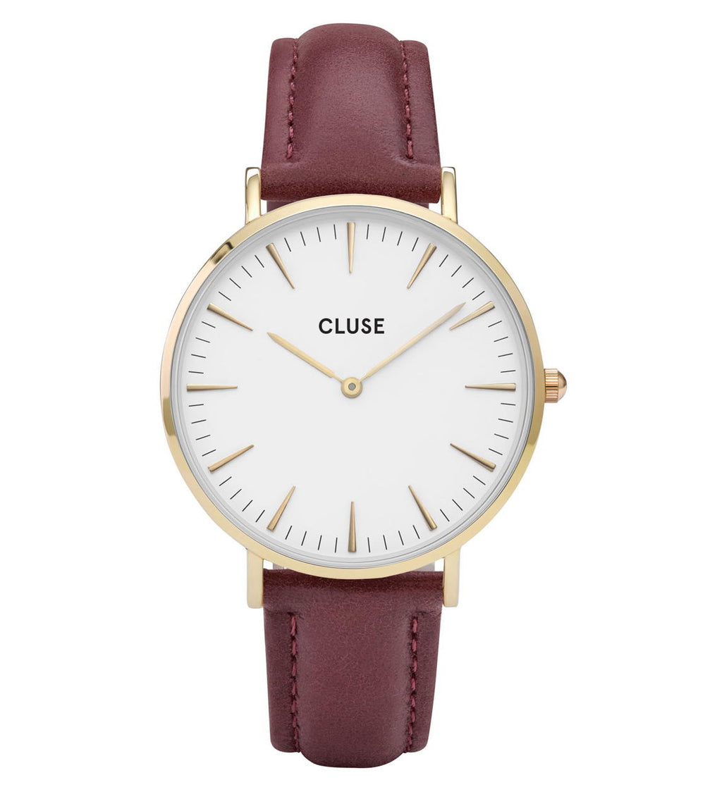 Cluse Watch La Boheme red marsala/white gold