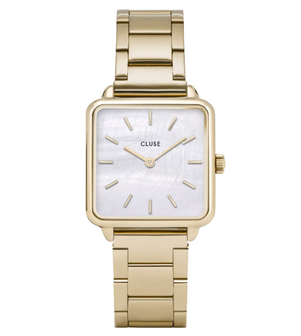 Cluse Watch La Tetragone 3-Link gold/white pearl