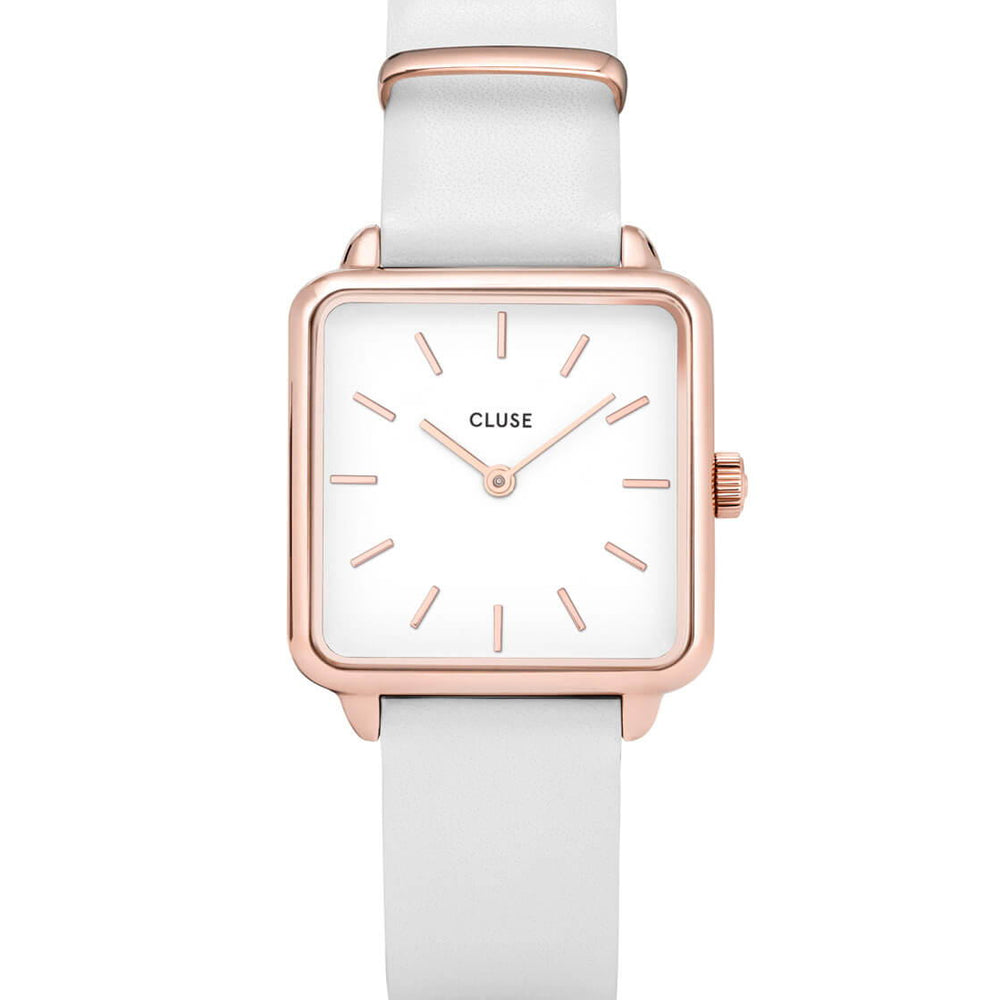 Cluse Watch La Tetragone white/white rose gold