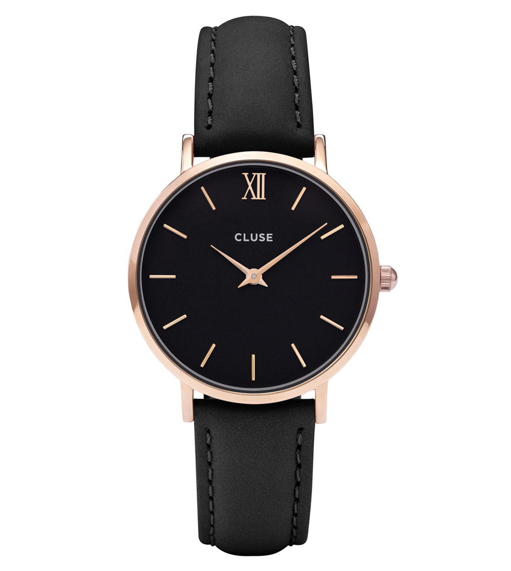 Cluse Watch Minuit black/black rose gold