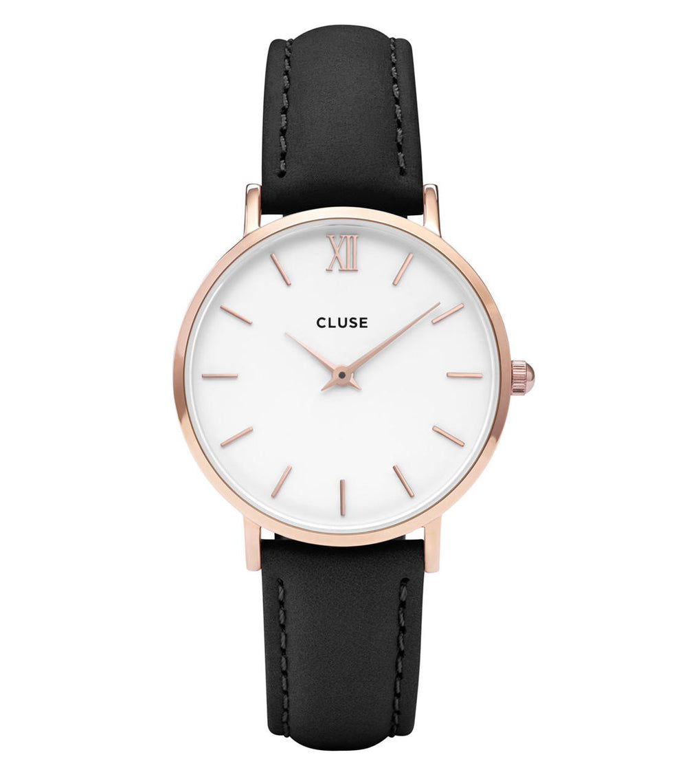 Cluse Watch Minuit black/white rose gold