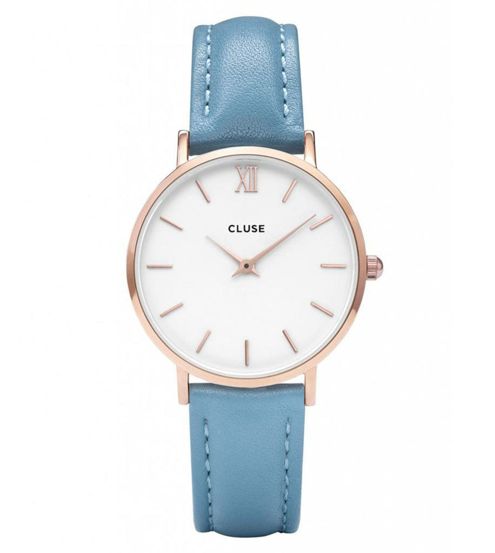 Cluse Watch Minuit blue retro/white rosegold