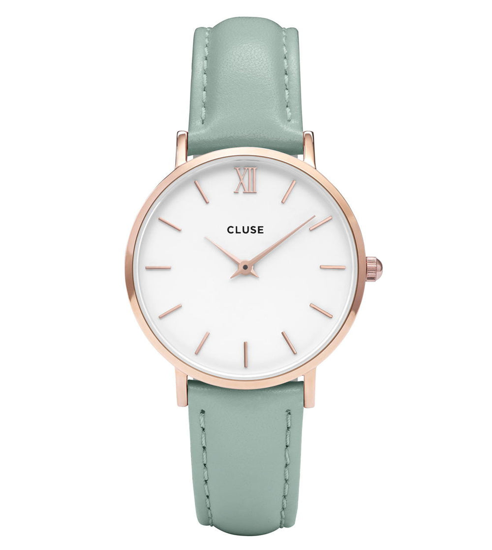 Cluse Watch Minuit green pastel mint/white rose gold