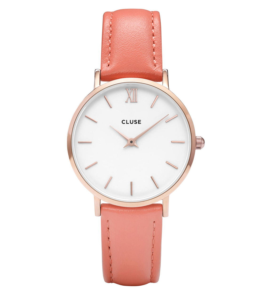 Cluse Watch Minuit orange flamigo/white rosegold