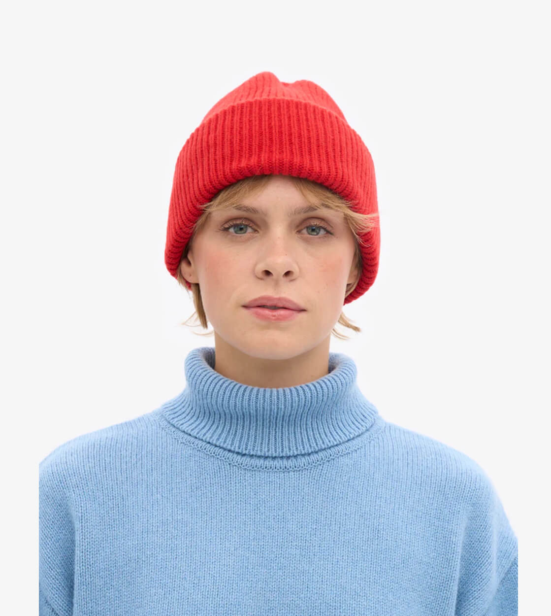 Colorful Standard Beanie Tall Merino Wool red tangerine