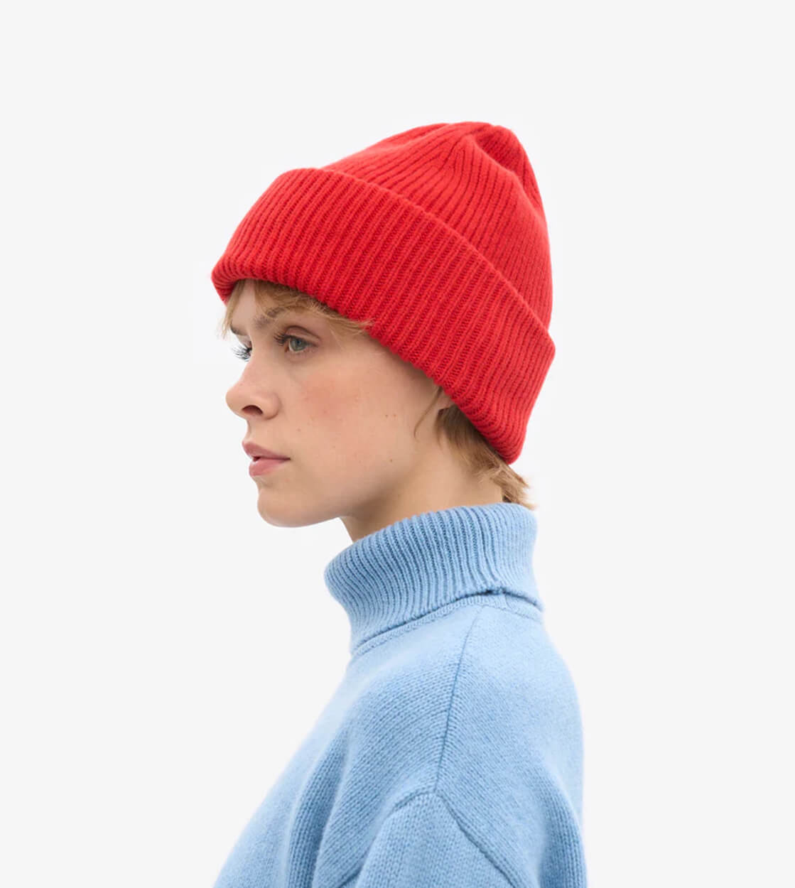 Colorful Standard Beanie Tall Merino Wool red tangerine