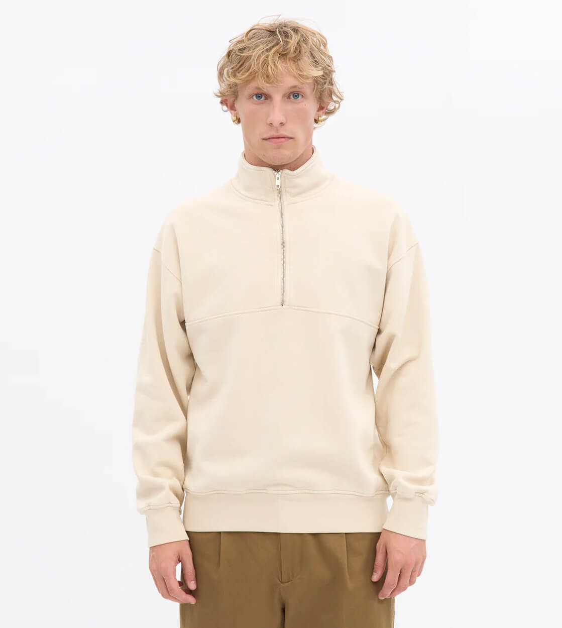 Colorful Standard Half Zip Sweater CS 1014 beige ivory white