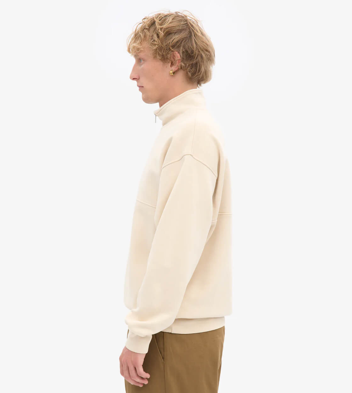 Colorful Standard Half Zip Sweater CS 1014 beige ivory white
