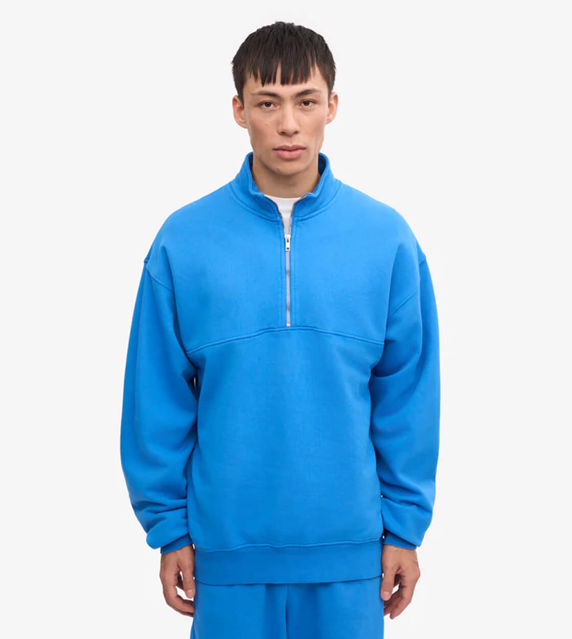 Colorful Standard Half Zip Sweater CS 1014 blue pacific