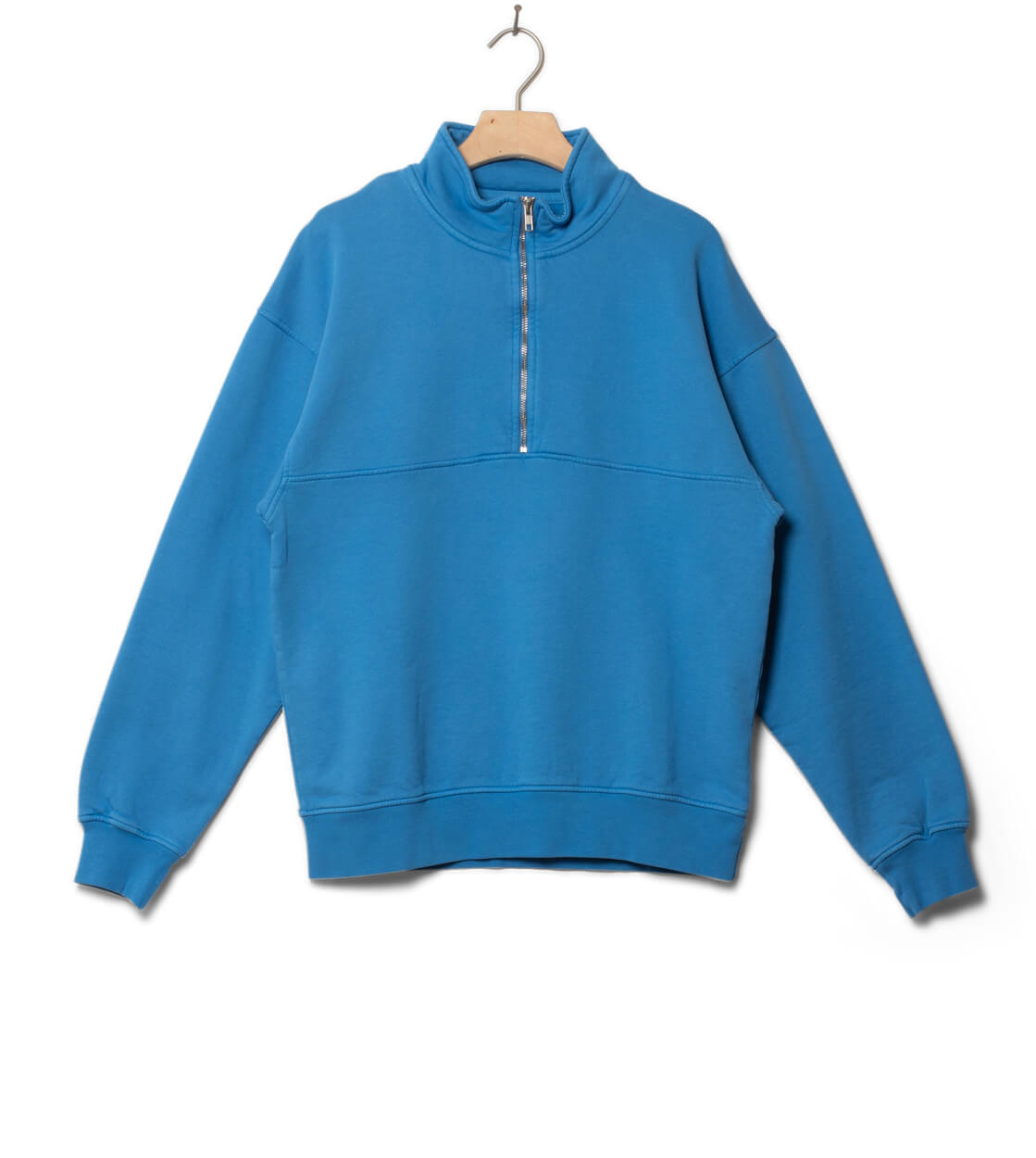 Colorful Standard Half Zip Sweater CS 1014 blue pacific