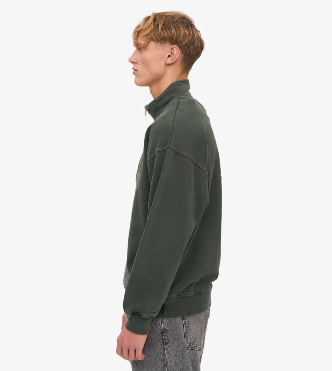 Colorful Standard Half Zip Sweater CS 1014 green midnight forest