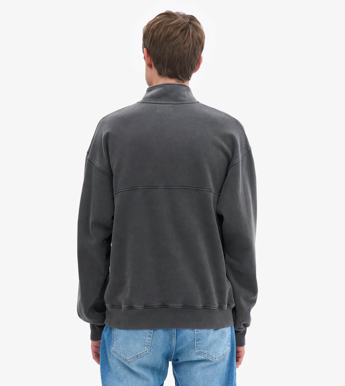 Colorful Standard Half Zip Sweater CS 1014 grey faded black